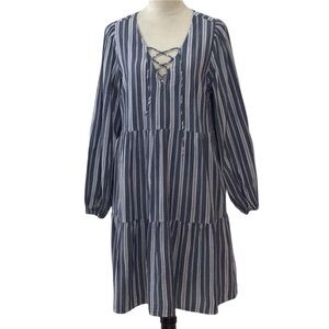 Old Navy Striped Tiered Long Sleeve Dress  Size M